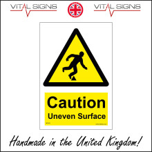 (200 x 300mm - 8 x 12, 3mm Standard Foamex Foamboard) WS935 Caution Uneven Surface Sign safety trip hazard fall path pavement road