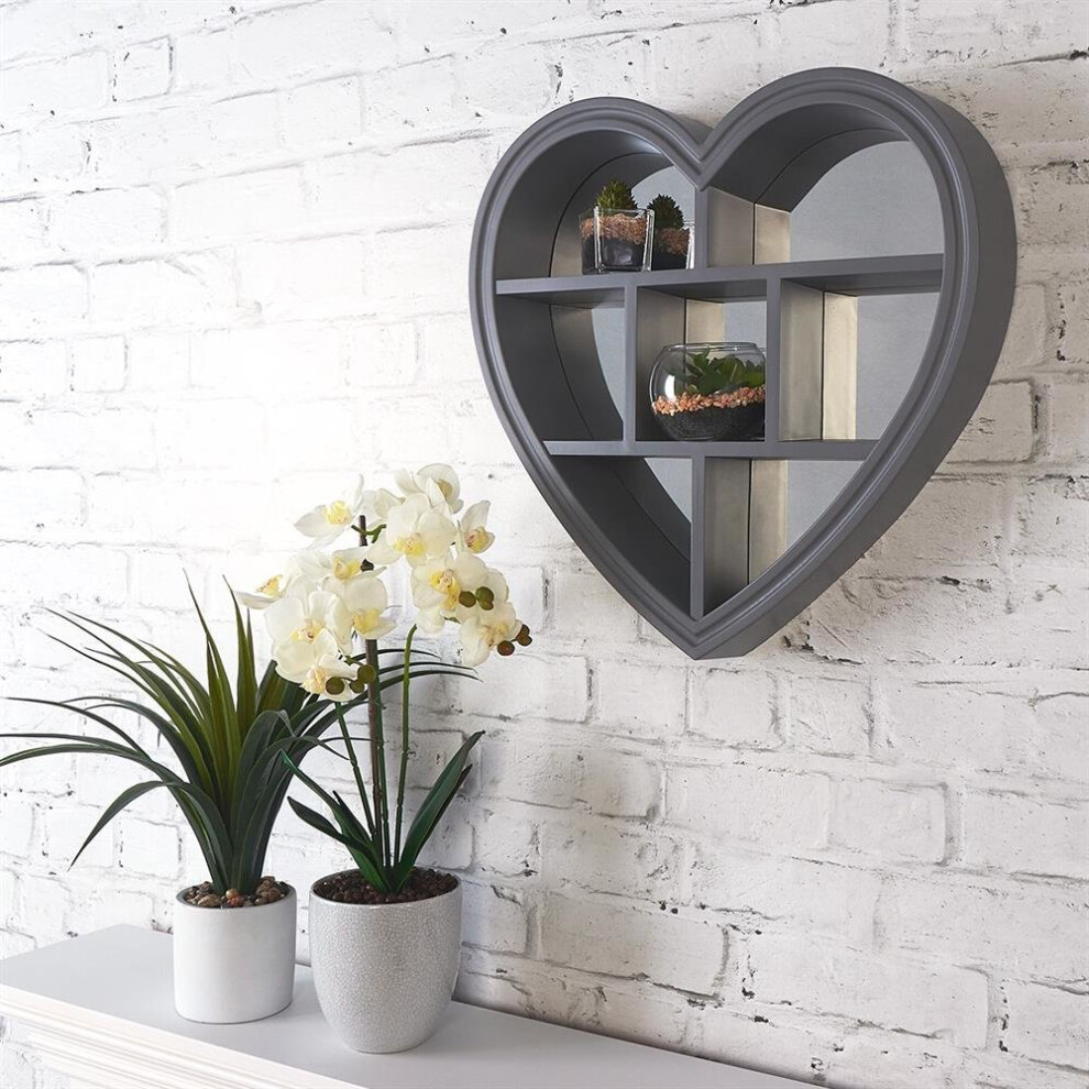 Grey Heart Mirror Shelf