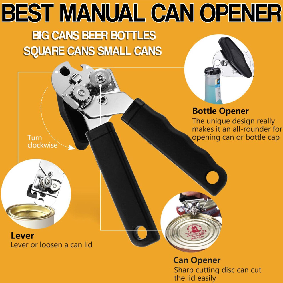 Heavy Duty Iron Tin Can Opener Cutter Comfort Handle Grip