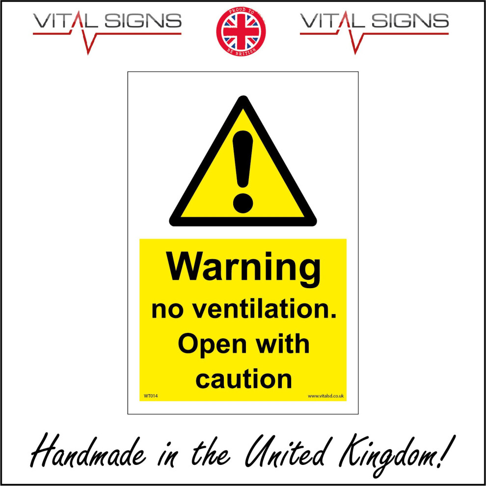 WT014 Warning No Ventilitation Open With Caution Sign backdraft alert safety-image-OPC-P5XFCHD-NEW