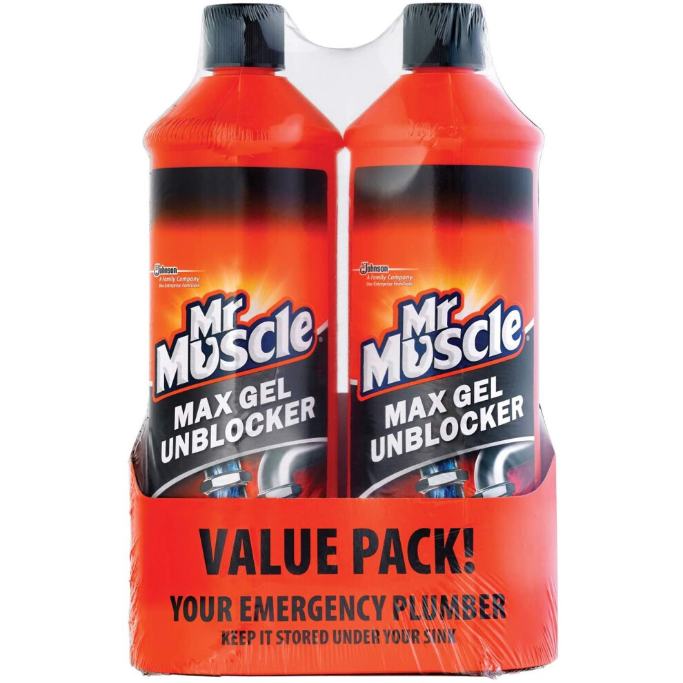 Mr Muscle Power Gel Drain & Sink Unblocker Twin Pack 2x1L