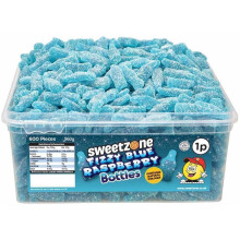 SweetZone Fizzy Blue Raspberry Sweets 960g 100% Halal, HMC Certified | SW-SweetZoneFizzyBlueRaspBottles960g