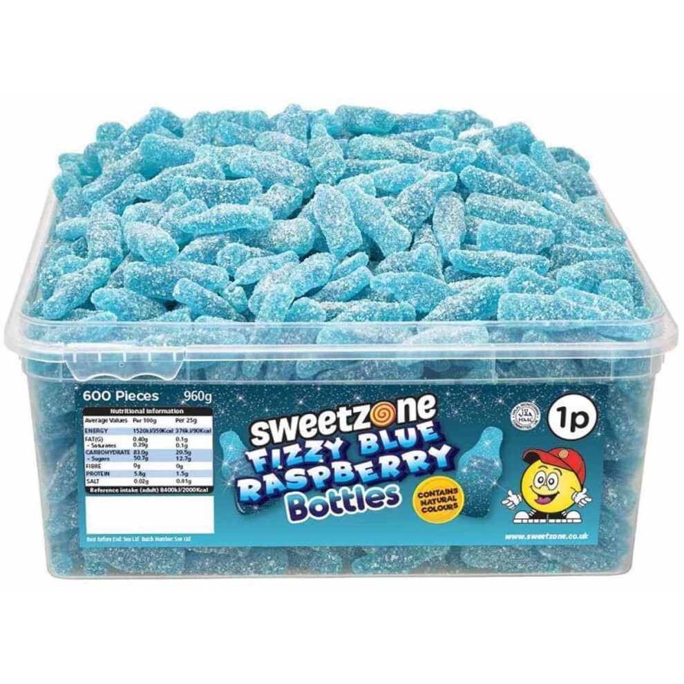 Sweetzone Fizzy Blue Raspberry Sweets 960G 100% Halal, Hmc Certified | Sw-Sweetzonefizzyblueraspbottles960g