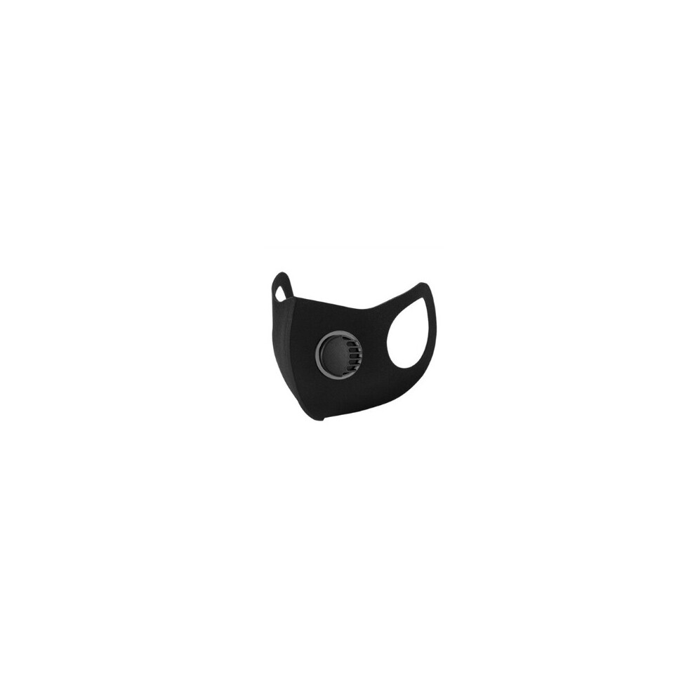 Black Washable Reusable Face Mask With Valve