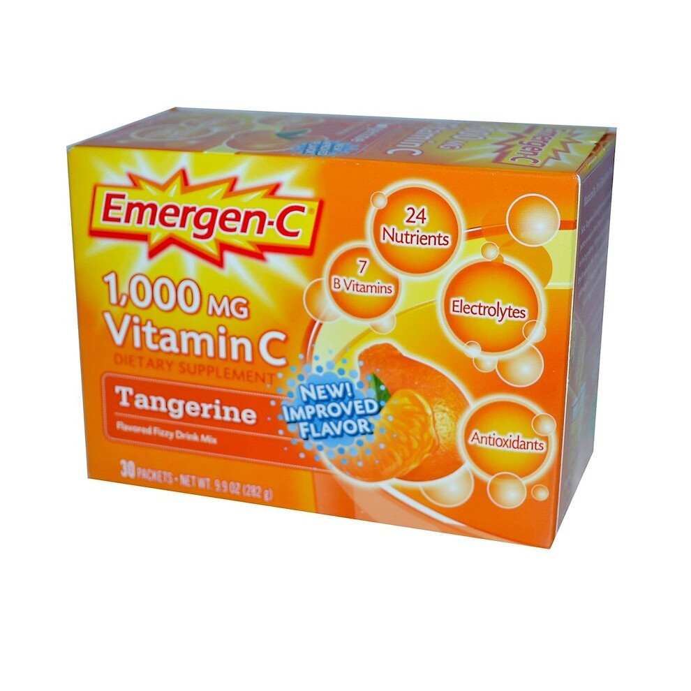 Emergen-C , Vitamin C, Fizzy Drink Mix, Tangerine, 1,000 Mg, 30 Packets