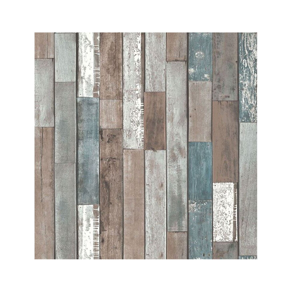 Fine Decor Wood Reclaim Wallpaper Wooden Natural Rustic Planks Heavyweight Blue
