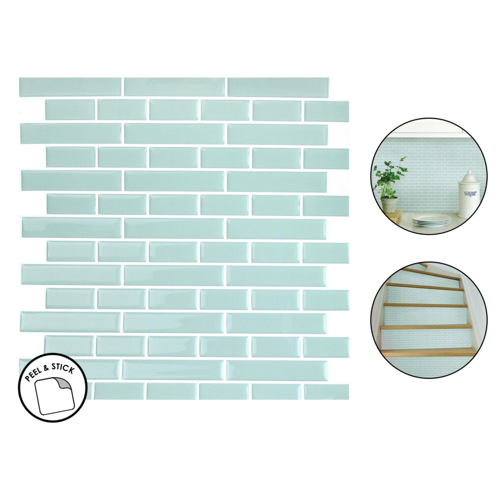 4 Sea Glass Backsplash Tiles Peel & Stick 4pcs Teal Blue Home Wall Stickers