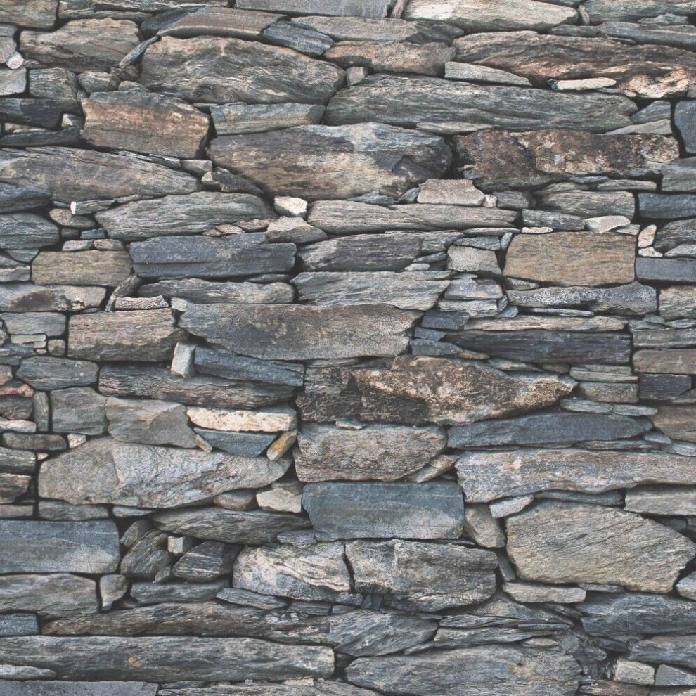 Brick Effect Wallpaper Slate Stone Rustic Weathered Realistic 3D Debona