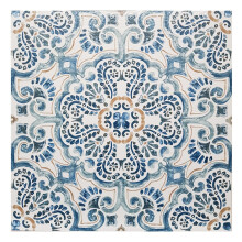 FloorPops fontaine Pack of 10 peel & stick vinyl floor tiles blue pattern