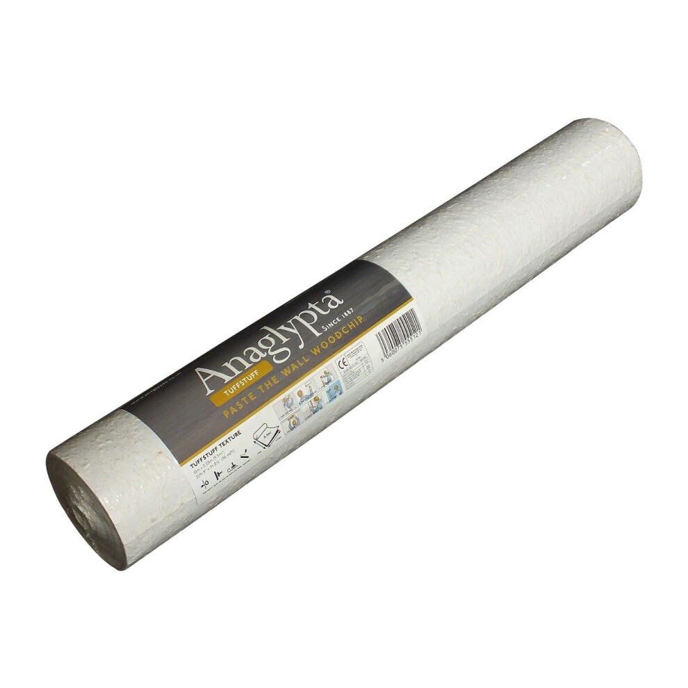 Tuff Stuff Woodchip Wallpaper White Paintable Medium Grade Paste Wall Anaglypta 5060075555121