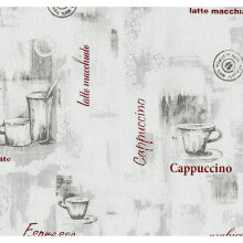 Grey Red Coffee Cup Wallpaper Typography Kitchen Textured Paste Wall Vinyl P+S