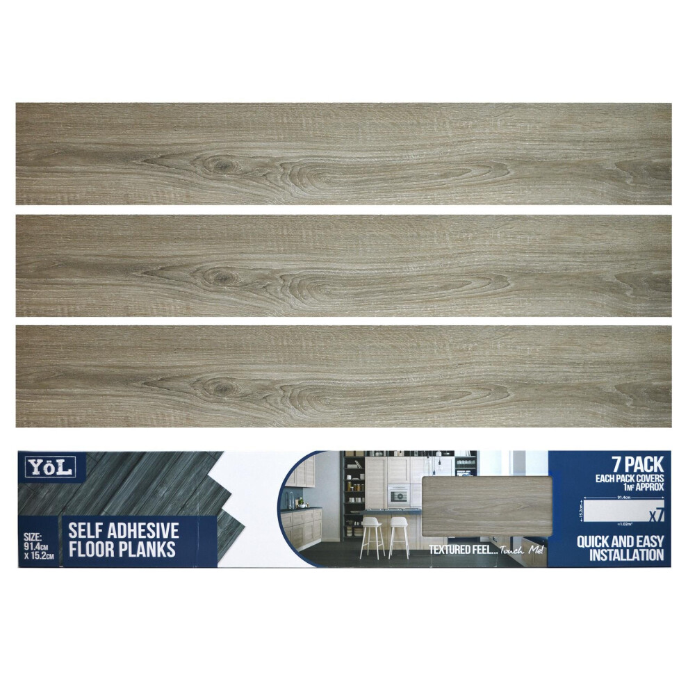 Floor Planks Tiles Self Adhesive Vinyl Light Grey Wood Flooring 5015302459611