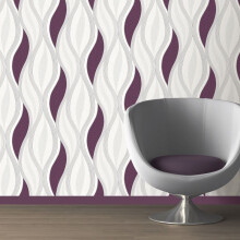Purple Glitter Waves Silver White Quality Textured Vinyl Feature Wallpaper