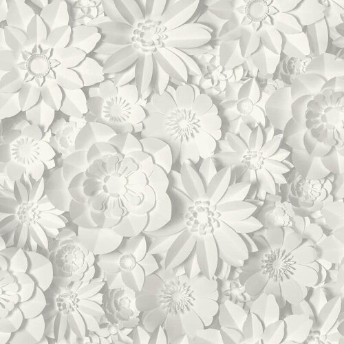 Fine Decor 3D Effect Floral Wallpaper Flowers White Grey Washable Fine Decor Dimensions