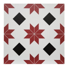 FloorPops orion pack of 10 peel & stick vinyl floor tiles red white black