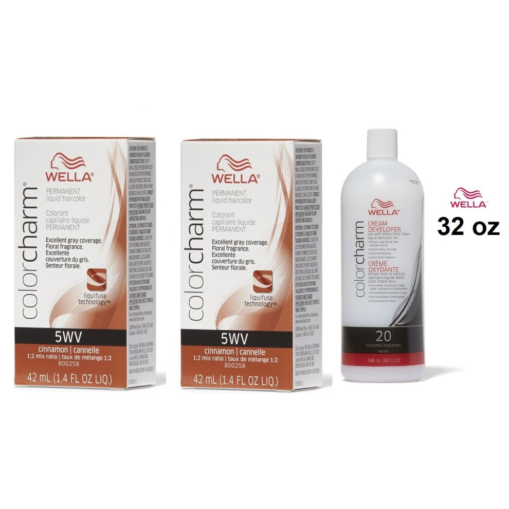 (5WV+ 5WV+Developer (Vol. 20) 32oz) 5WV Cinnamon Wella Color Charm Permanent Haircolor