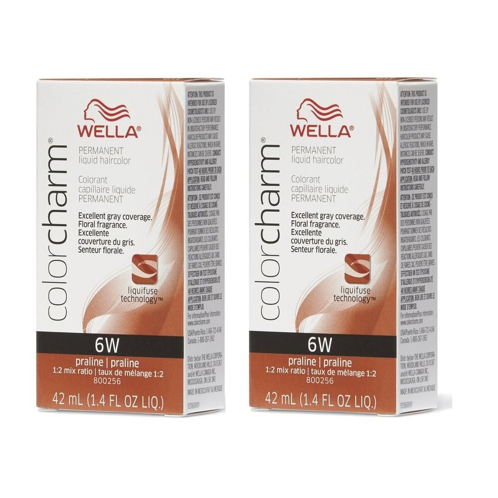 Wella (6W – Pack Of 2) 6W Praline Color Charm Permanent Haircolor Multicoloured