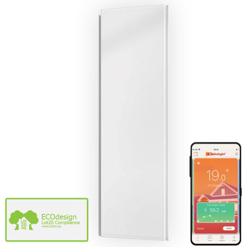 (White, 1000W) Vertical Wall-Mounted Electric Radiator