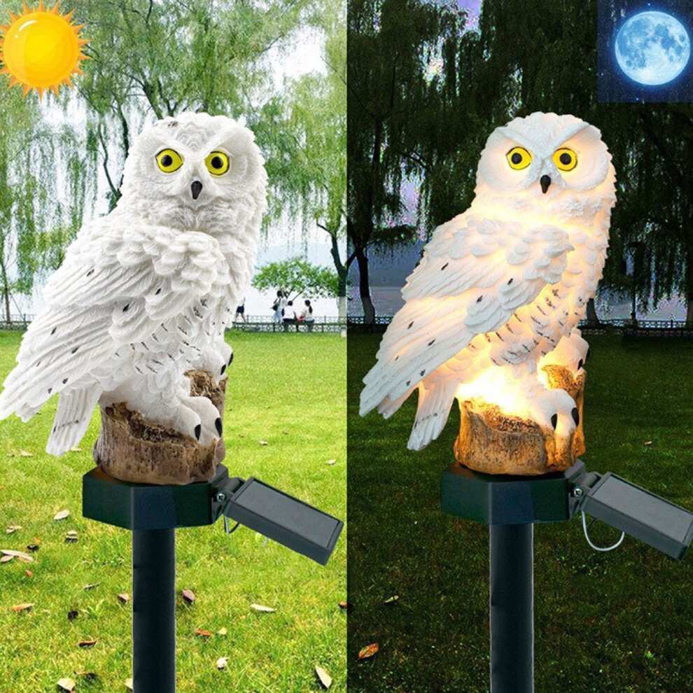 Led Owl Solar Powered Garden Outdoor Ornament Lawn Statue Waterproof Lamp Light