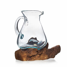 IPREMA Giftware Molten Glass on Wood- Water Jug