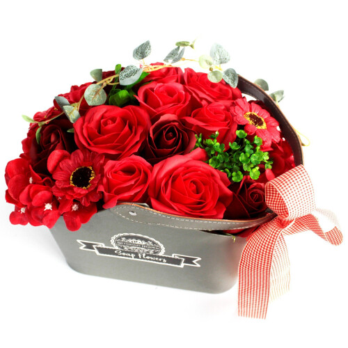 IPREMA Giftware Basket Soap Flower Bouquet - Red 1