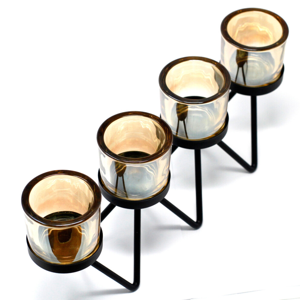 Iprema Giftware Centrepiece Iron Votive Candle Holder - 4 Cup Zig Zag
