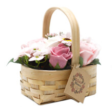 IPREMA Giftware Medium Pink Bouquet in Wicker Basket