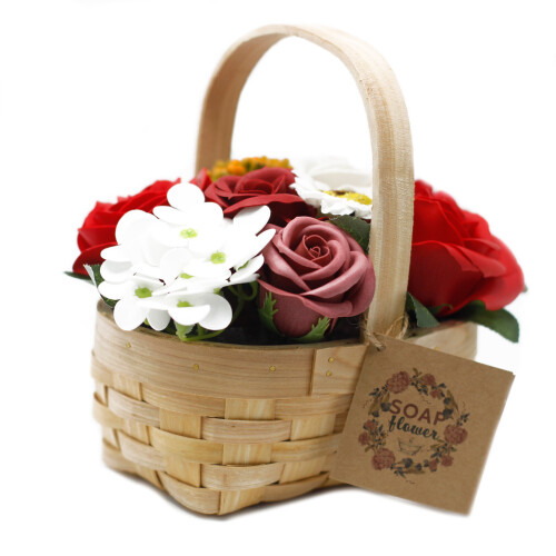 IPREMA Giftware Medium Red Bouquet in Wicker Basket