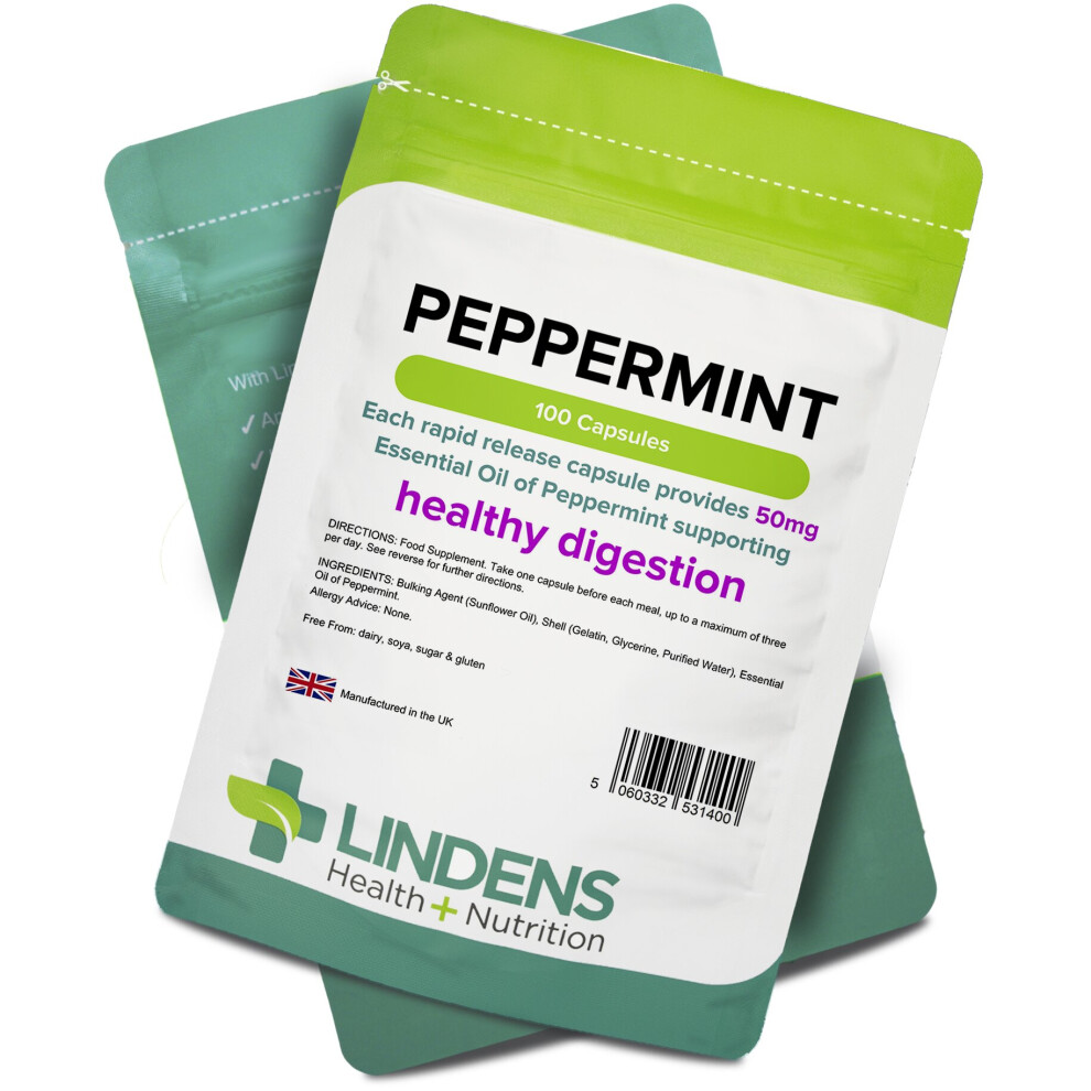 Peppermint Oil 50mg 100 Capsules Lindens H+N [1400]