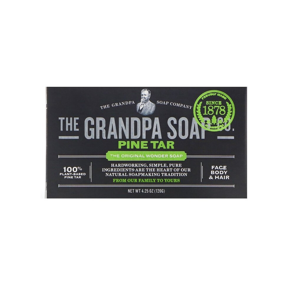 Grandpa's, Face Body & Hair Bar Soap, Pine Tar, 120g