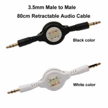 (White) 3.5mm Stereo Retractable Jack to Jack Car Audio Aux Cable For iPhone 5/6/6s iPod