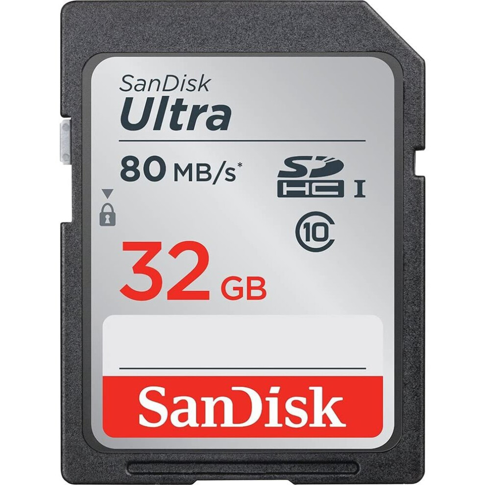 SanDisk SDSDUNC-032G-GN6IN Ultra SDHC Memory Card Up to 80 MB/s, Class 10, U1, 32 GB, Black/Grey