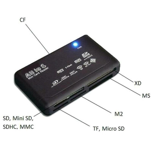 All In One 1 Memory Card Reader USB External SD SDHC Mini Micro M2 MMC XD CF 1