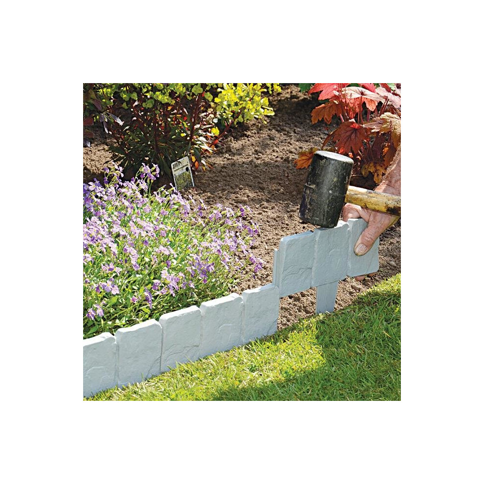 Faux Cobbled Stone Garden Edging | W24xH10cm with a 13cm Spike | Pack of 10