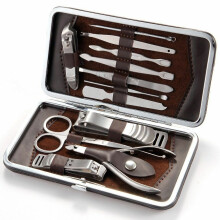 13Piece Men Manicure Grooming Set Kit Nail Clipper Leather Case Hot