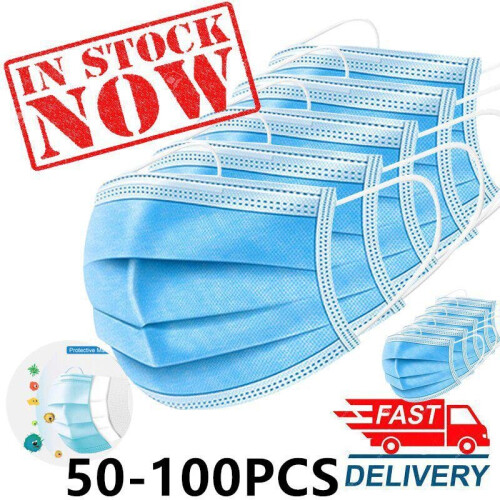 3M (50pcs) 50-Pack Triple Layer Protective Masks 3ply Disposable Face Masks 1
