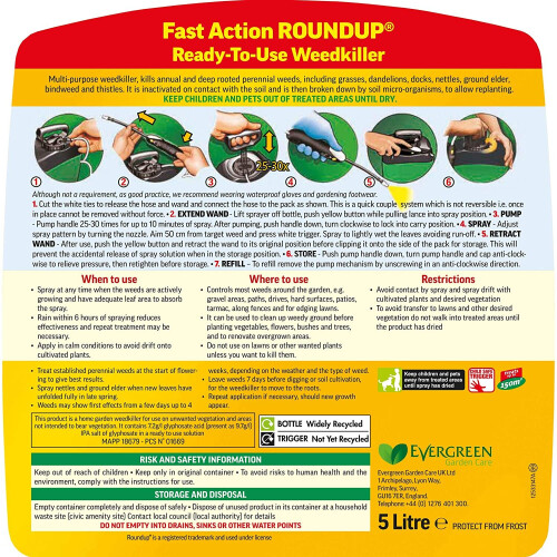 Roundup Roundup Fast Action Weedkiller Pump 'N Go Ready To Use Spray 5 L 1