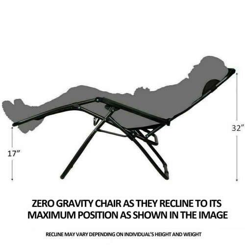 2 X Zero Gravity Garden Sun Lounger Foldable Chair Cup & Tablet Holder 1