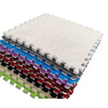 (White) 10pcs EVA Foam Soft & Shaggy Floor Mats Interlocking Rug Tiles - Puzzle Mat