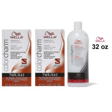 (7WR + 7WR +Developer (Vol. 20) 32oz) 7WR Tan Blonde Wella Color Charm Permanent Haircolor