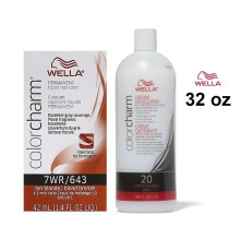 (7WR + Developer (Vol. 20) 32oz) 7WR Tan Blonde Wella Color Charm Permanent Haircolor