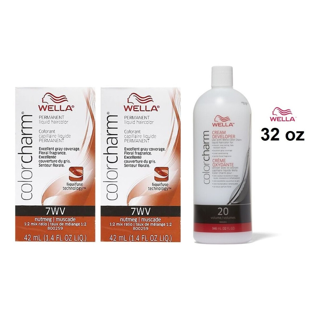 (7W +7W+Developer (Vol. 20) 32oz) 7W Caramel Wella Color Charm Permanent Haircolor-image-OPC-P5XMZXT-NEW