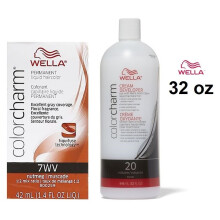 (7WV + Developer (Vol. 20) 32oz) 7WV Nutmet Wella Color Charm Permanent Haircolor