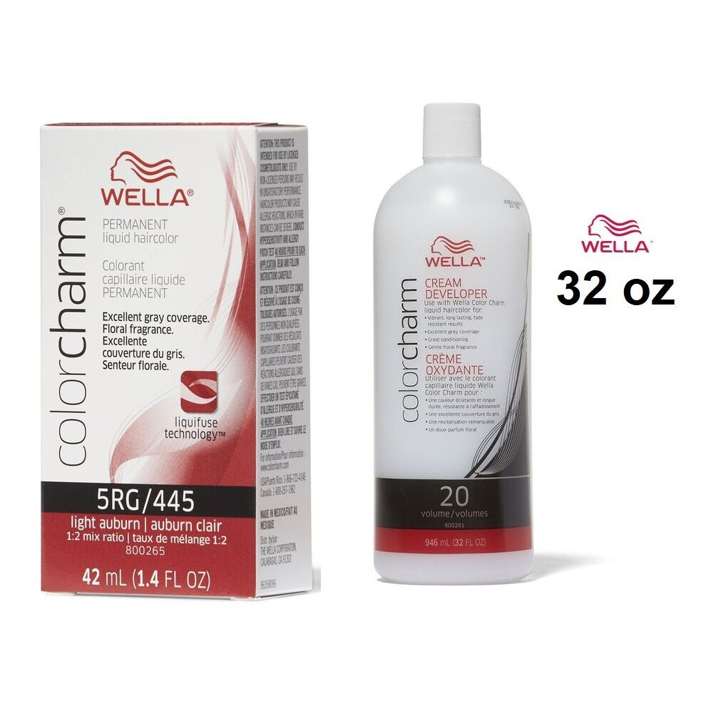 (5RG + Developer (Vol. 20) 32oz) 5RG Light Auburn Wella Color Charm Permanent Haircolor