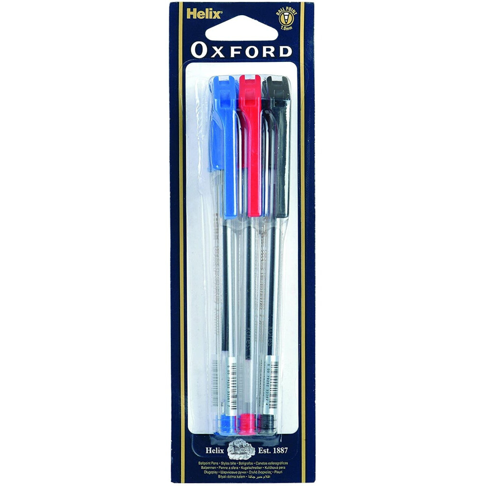 Helix Oxford Ballpoint Pens (Pack Of 6 In Assorted Colours)