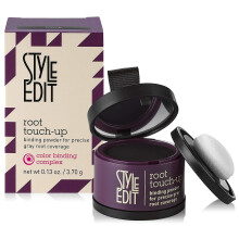 Root Touch Up Powder voor zwart haar van Style Edit | Cover Color Grays en Roots Coverage Concealer Mineral Infused Binding Hairline