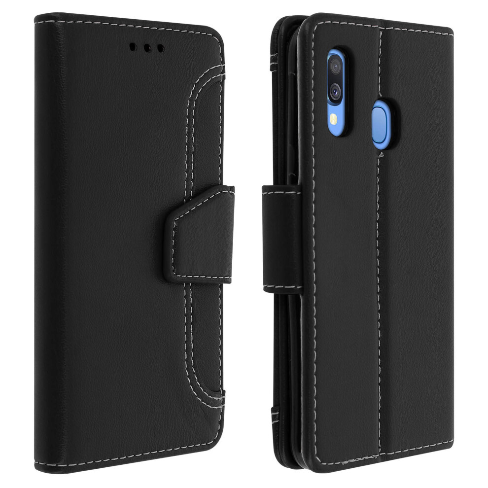 Avizar Wallet Folio Case With Stand For Samsung Galaxy A40 - Black