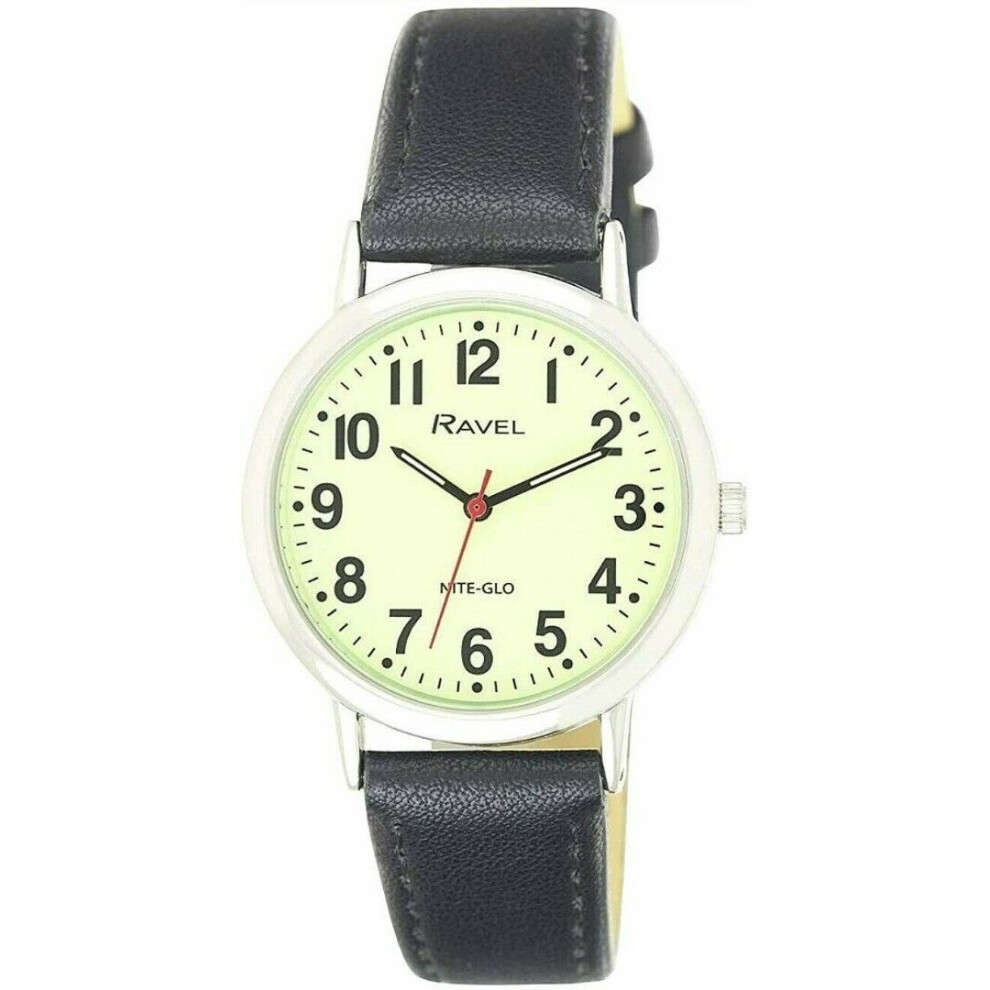 Ravel Gents Easy To Read Glow In The Dark Luminous Dial Watch By Model R.gl.03 Black