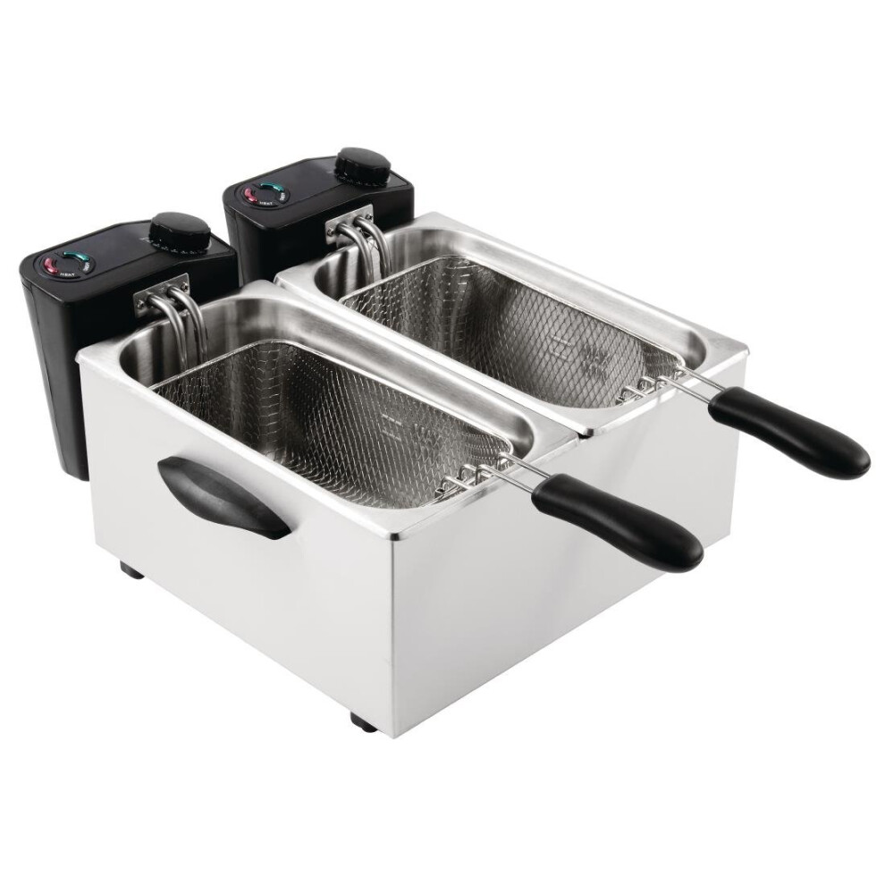 Caterlite Light Duty Twin Tank Twin Basket Countertop Electric Fryer 2x2kW - [GG199]