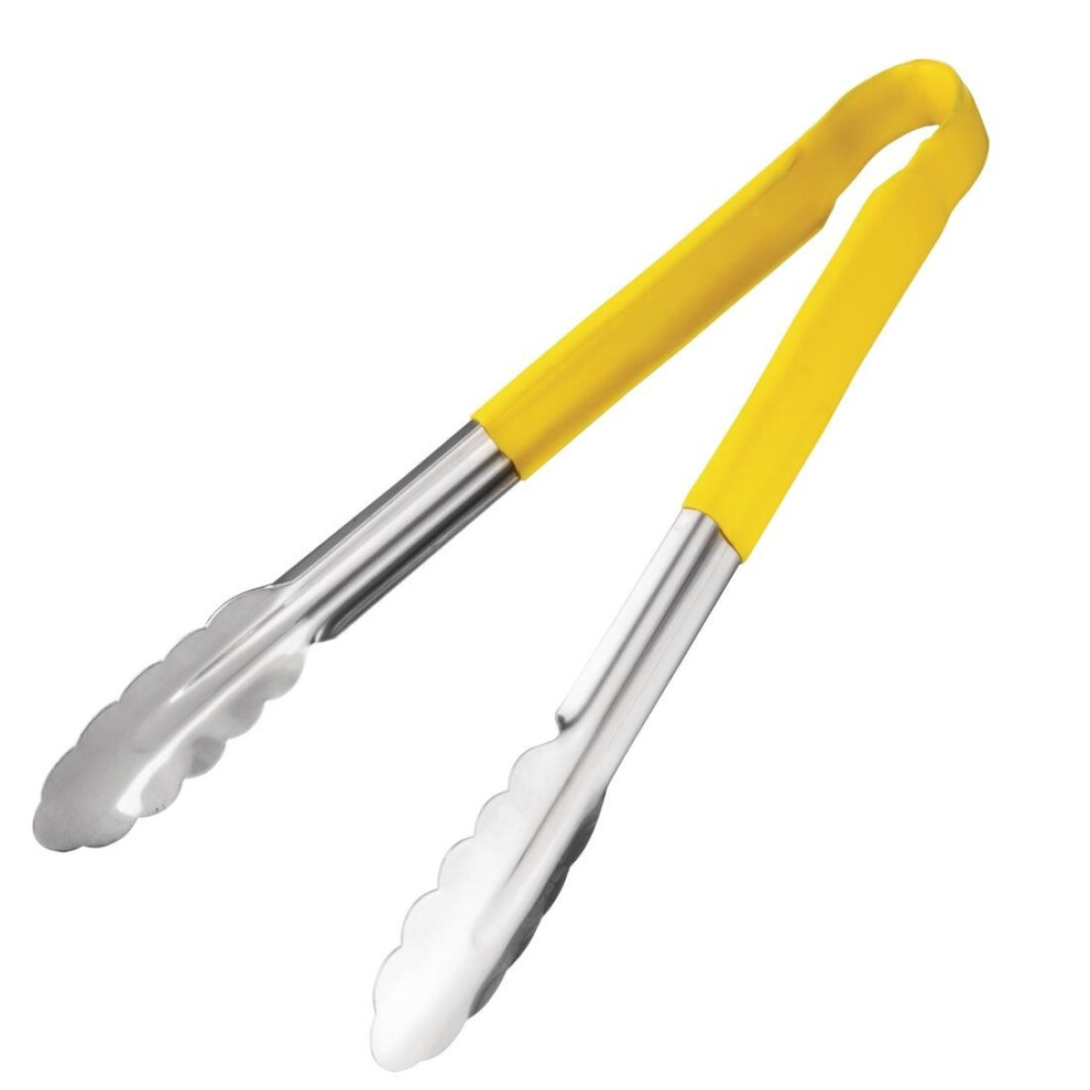 Vogue Colour Coded Yellow Serving Tongs 11" - [CB157]